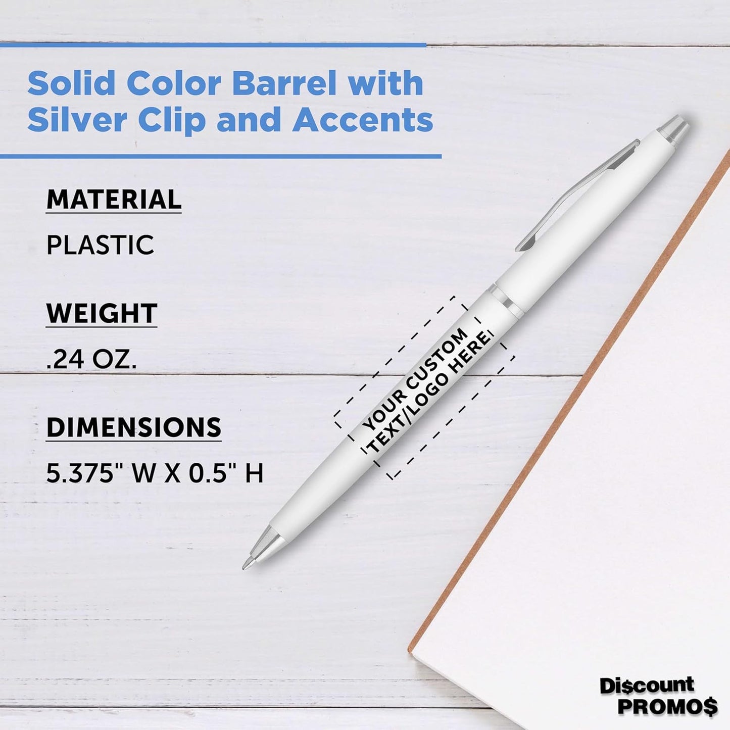Personalized Langham Ballpoint Pens, Set of 10/50/100 by DISCOUNT PROMOS - Black Ink, Great for Office, Business, Tradeshows - Black