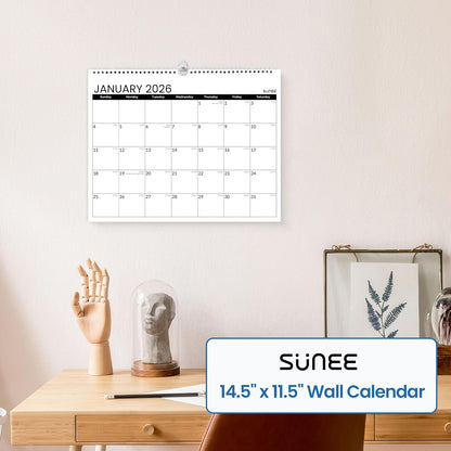 SUNEE Wall Calendar 2026 21 Months Apr. 2026 - Dec. 2027, 14.5"x11.5" Big Grid Hanging Calendar with Note for Organizing & Planning, Monthly Calendar 2026-2027 with Last Month and Next Month, White