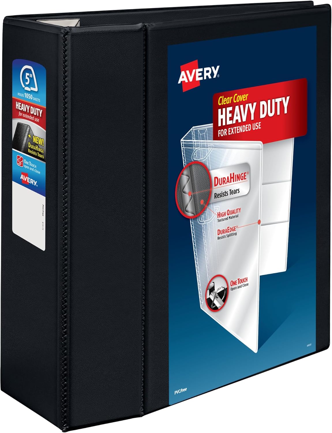 Avery Heavy-Duty 4 Inch Binders 3 Ring, View Binder, 4 Inch EZD Ring, Black, Sturdy (79604)