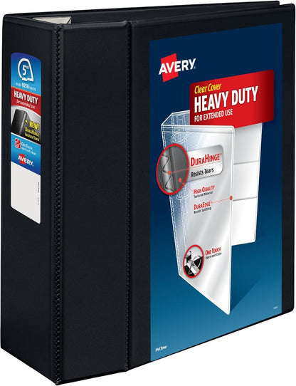 Avery Heavy-Duty 4 Inch Binders 3 Ring, View Binder, 4 Inch EZD Ring, Black, Sturdy (79604)