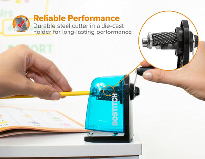 Bostitch Office Multi-Mount Manual Pencil Sharpener, Vacuum Mount or Screw Mount, Black (MPS2-BLK)