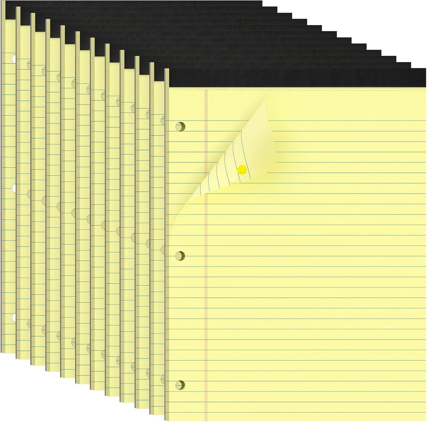 HAUTOCO 6 Pack 8.5 x 11 Legal Pads White Wide Ruled Notepads Perforated Writing Pads, 30 Sheets Per Notepad, 3-Hole Punched Paper, Writing Note Pads for School, Home, Office, Business