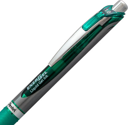 Pentel EnerGel RTX Retractable Liquid Gel Pen, (1.0mm), Bold Line, Metal Tip, Black Ink, Pack of 3 (BL80BP3A)