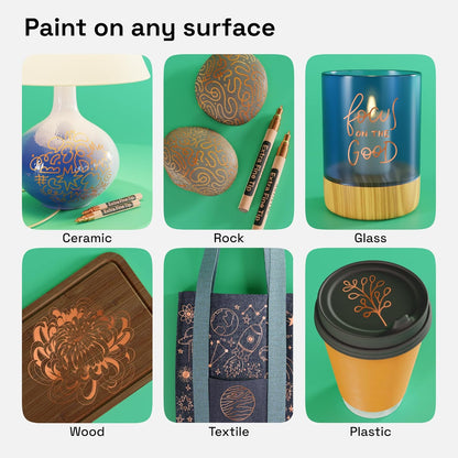 ARTISTRO 2 Gold Acrylic Paint Markers - 0.7mm Extra Fine-Tip Metallic Paint Pens - Perfect for Crafting, Art Projects, & More