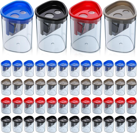 48 Pack Manual Pencil Sharpener Bulk Dual Hole Sharpeners for Standard and Large Sized Pencils Portable Handheld Design for Classroom Students Teachers Back to School Supplies Office Home Use