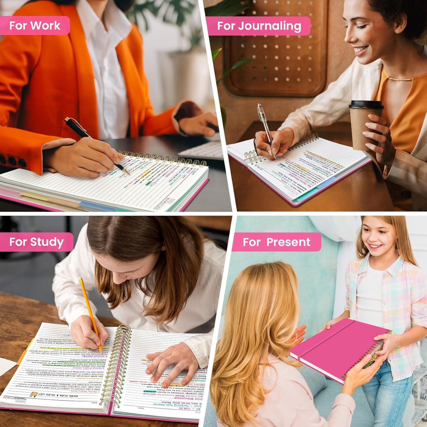 Hardcover Spiral Journal Notebooks for Work With Removable Dividers & Tabs, 8.5"x11" 5 Subject Notebook for Note Taking & Organizer, A4 College Ruled Lined Journal for Women & Writing, Aquamarine, 280 Pages