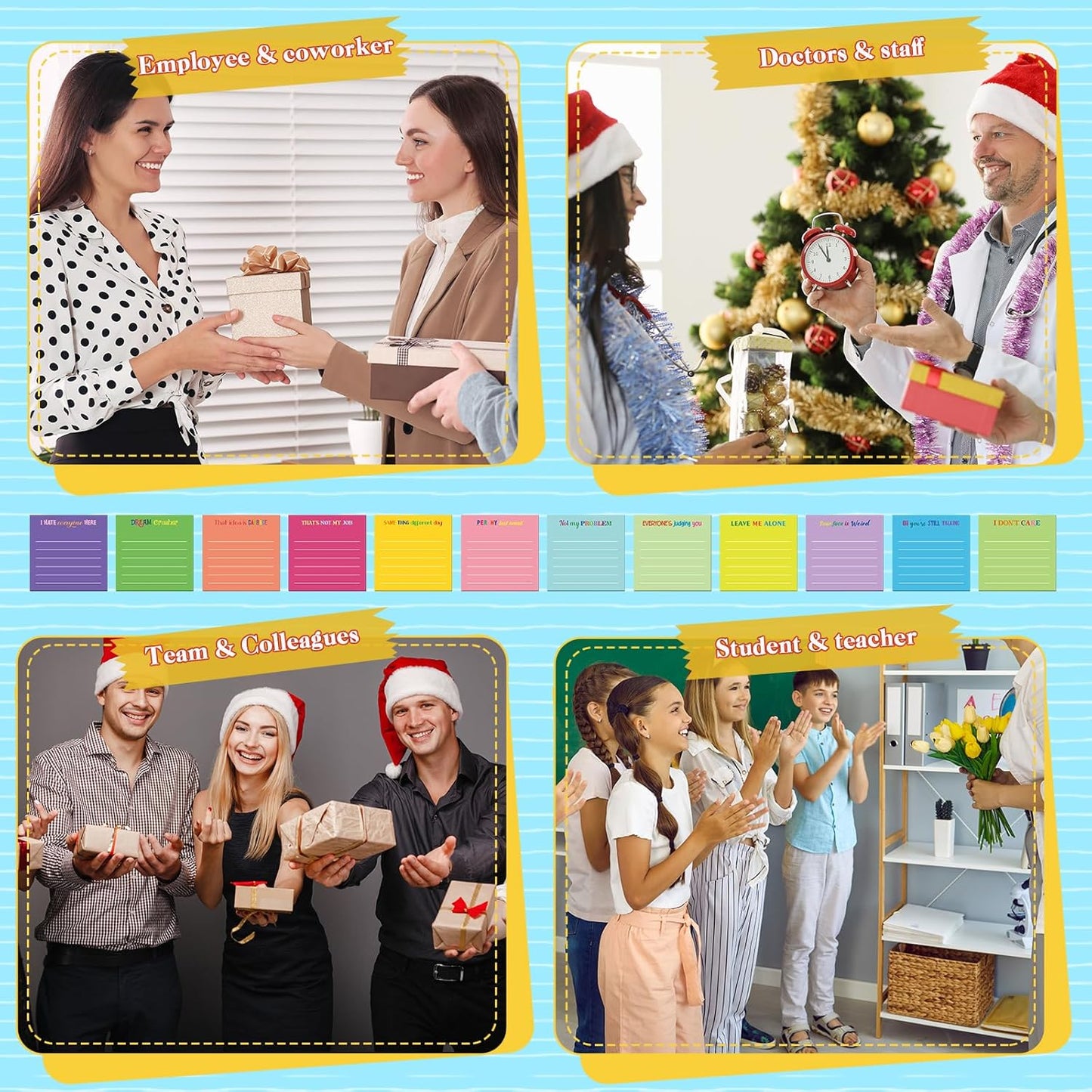 Yinder 48 Pcs Inspirational Sticky Notes Cute Motivational Sticky Notes Pad End of Year Employee Appreciation Gifts Bulk for Teacher Nurse Coworkers Office Supplies 3 x 3'' (Thank You,Dark Color)