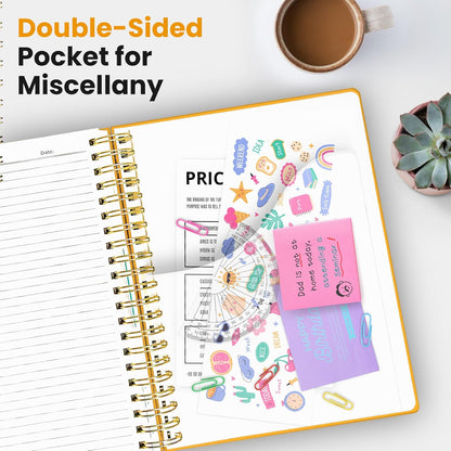 Hardcover Spiral Journal Notebooks for Work With Removable Dividers & Tabs, 8.5"x11" 5 Subject Notebook for Note Taking & Organizer, A4 College Ruled Lined Journal for Women & Writing, Aquamarine, 280 Pages
