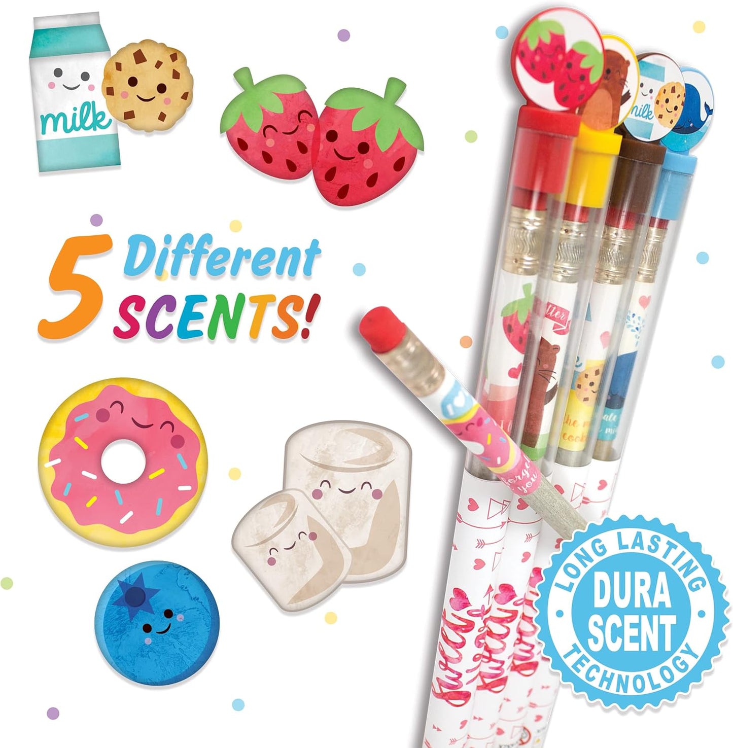 Spring Smencils - HB #2 Scented Pencils, 5 Count, Gifts for Kids, School Supplies, Classroom Rewards, Easter basket stuffers