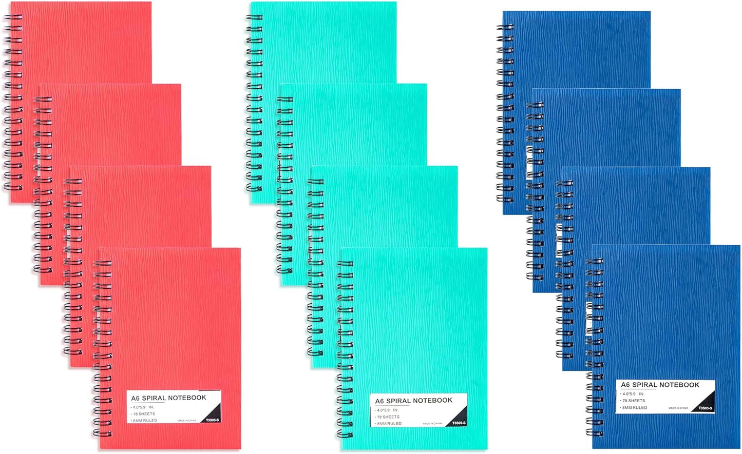 FLYING EAGLE 3 PCS Small Spiral Notebooks 4x6, A6 Cute Mini Journal Plastic Hardcover 8mm Ruled Notebook, Yellow 234 Sheets/468 Pages, 3 Pack Small Ruled Notebooks for School Work