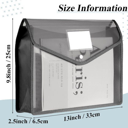 10 Pieces Plastic File Folders Envelope Expanding File Wallet Organizer Documents Folder with Snap Closure and Pocket, A4 Size Waterproof Transparent Pouch(White,Horizontal)