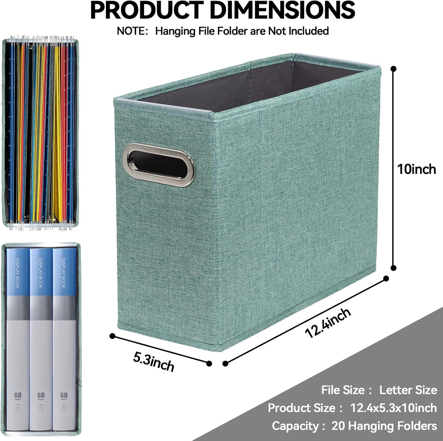 4 Packs Letter Size File Organizer, File Folders Organizer, Fabric Storage Box, Collapsible Paper Organizer with Metal Handle, Smooth PVC Rails, Only Box (Beige)