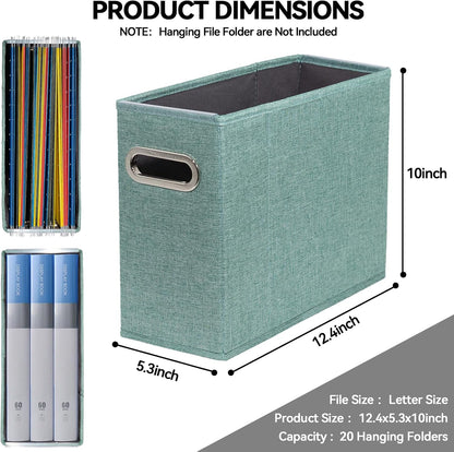 4 Packs Letter Size File Organizer, File Folders Organizer, Fabric Storage Box, Collapsible Paper Organizer with Metal Handle, Smooth PVC Rails, Only Box (Beige)