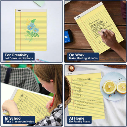 ViVin Legal Pads 8.5 x 11 Inch, Wide Ruled Note Pads, 12 Pack, 50 Sheet/Pad, Perforated Writing Pads, Notepads for Office Home School, 600 Sheets, White Paper