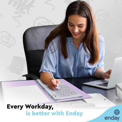 Enday 1.5 Inch Binder, Green - 1.5 Inch 3 Ring Binder, Round Ring Pastel with Clear View Cover for Letter Size 8.5 x 11'' Paper & 2 Inside Pockets, Ideal for School Supplies, Office, and Home