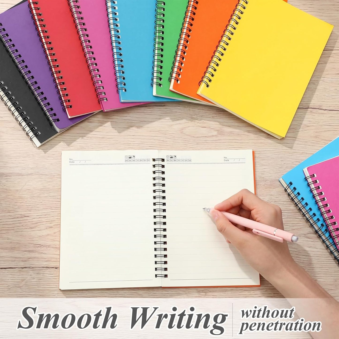 Leelosp 12 Pack Small Spiral Notebook Lined Spiral Journal College Ruled Notebook Wire Bound Kraft Cover, 120 Pages for Work (Multicolor,5.5 x 8.3 Inch)