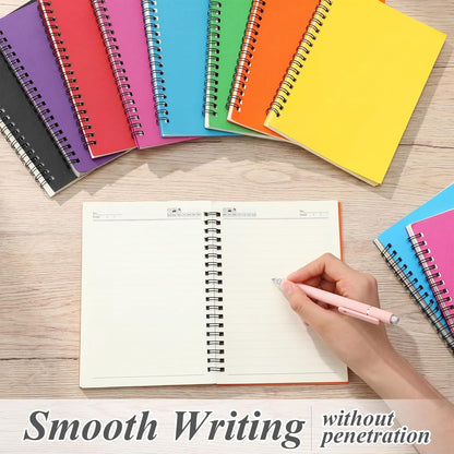 Leelosp 12 Pack Small Spiral Notebook Lined Spiral Journal College Ruled Notebook Wire Bound Kraft Cover, 120 Pages for Work (Multicolor,5.5 x 8.3 Inch)
