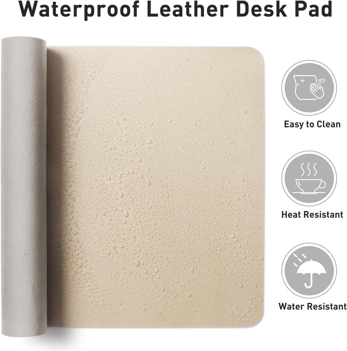 Aothia Non-Slip Waterproof PU Leather Desk Pad Protector for Mouse, Writing Desk, Office, Home, Laptop Blotter, 23.6" x 13.7", Black - Colors B