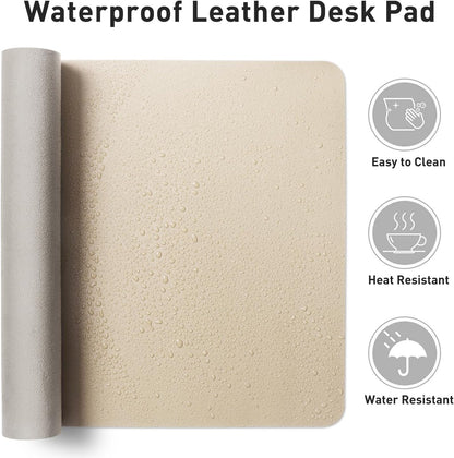 Aothia Non-Slip Waterproof PU Leather Desk Pad Protector for Mouse, Writing Desk, Office, Home, Laptop Blotter, 23.6" x 13.7", Black - Colors B