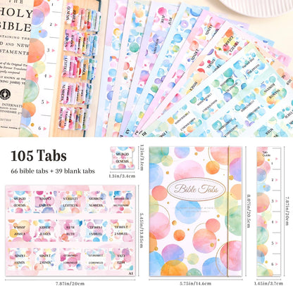 Laminated Bible Tabs, Gold Foil Embossed Lettering Bible Chapter Index Tabs for Women Men, Reposition Large Print Sticky Labels, Easy to Read and Apply, 105Chapters Labels for Easy Navigation (Black)
