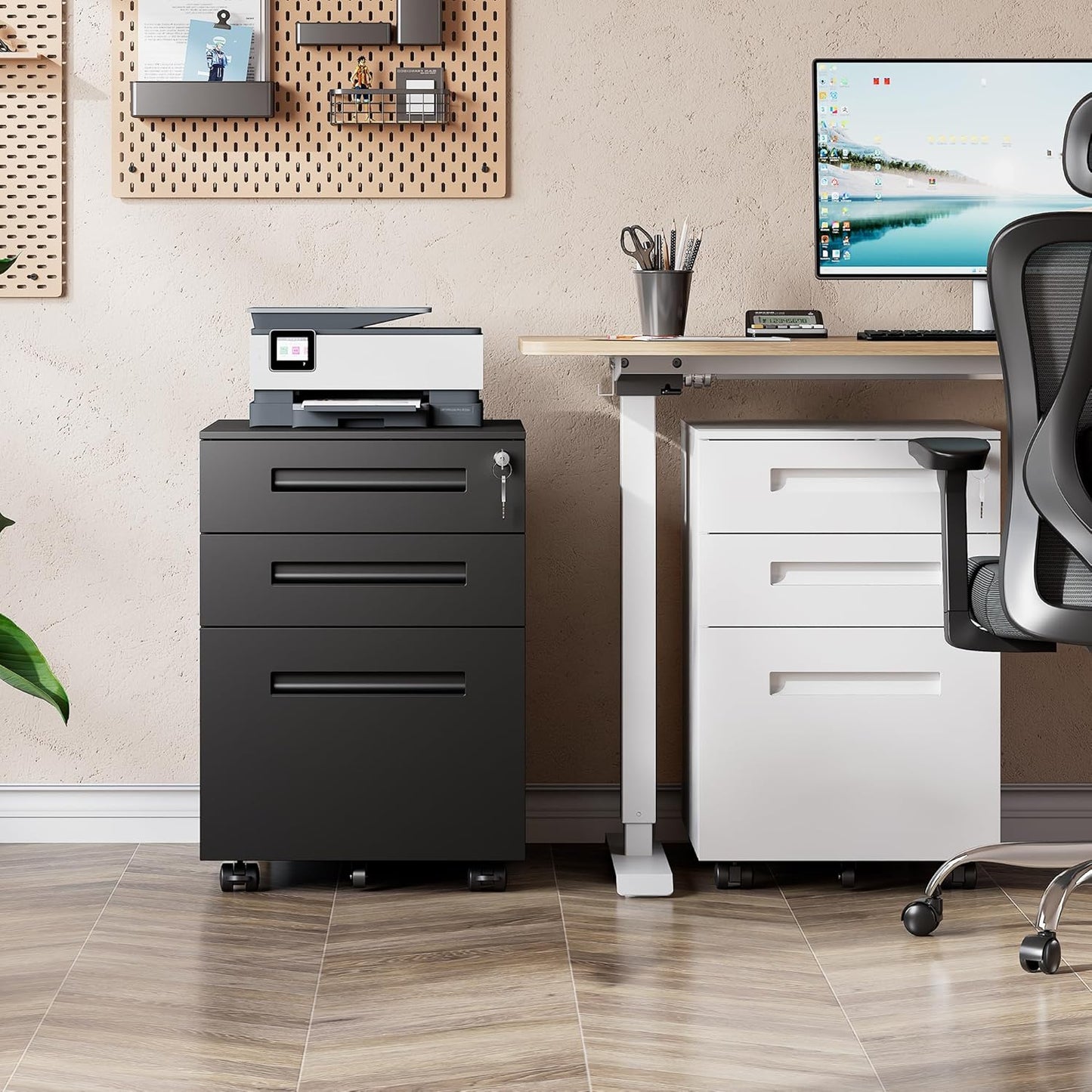 DEVAISE 3 Drawer Mobile File Cabinet Under Desk Office, Fully Assembled Except Casters, Letter/Legal Size, Black
