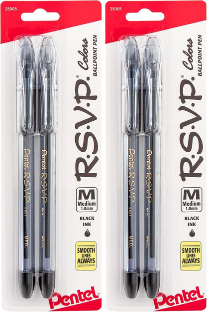 Pentel RSVP Ballpoint Pen, (1.0mm), Medium Line, Assorted Ink, Pack of 8 (BK91CRBP8M)