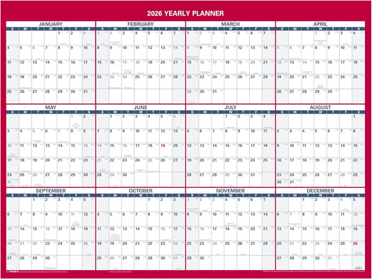 AT-A-GLANCE 2026 Erasable Calendar, Dry Erase Wall Planner, 12" x 16", Small, Vertical-Horizontal, Reversible, Compact (PM330B2826)