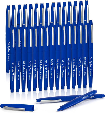 Lelix Felt Tip Pens, 30 Black Pack, 0.7mm Medium Point, Felt Tip Markers Pens for Journaling, Writing, Note Taking, Planner, Perfect for School Office and Art Supplies