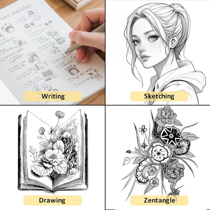 12+1 Fineliner Drawing Art Pens, Black Waterproof Pigment Ink Set for Artists, Sketching, Manga, Watercolor, Calligraphy, and Detail Outlining Archival Quality Inking Markers