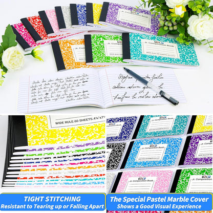 24 Pack 9.75 x 7.5 in Large Composition Notebooks Bulk 12 Color Wide Ruled Composition Books Marble Journal Notebook 60 Sheets per Book for Aldult Student College Office Back to School Supplies