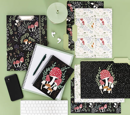 Steel Mill & Co Cute Clipboard Folio with Refillable Lined Notepad and Interior Storage Pocket, Floral Padfolio for Work, Garden Blooms Cream