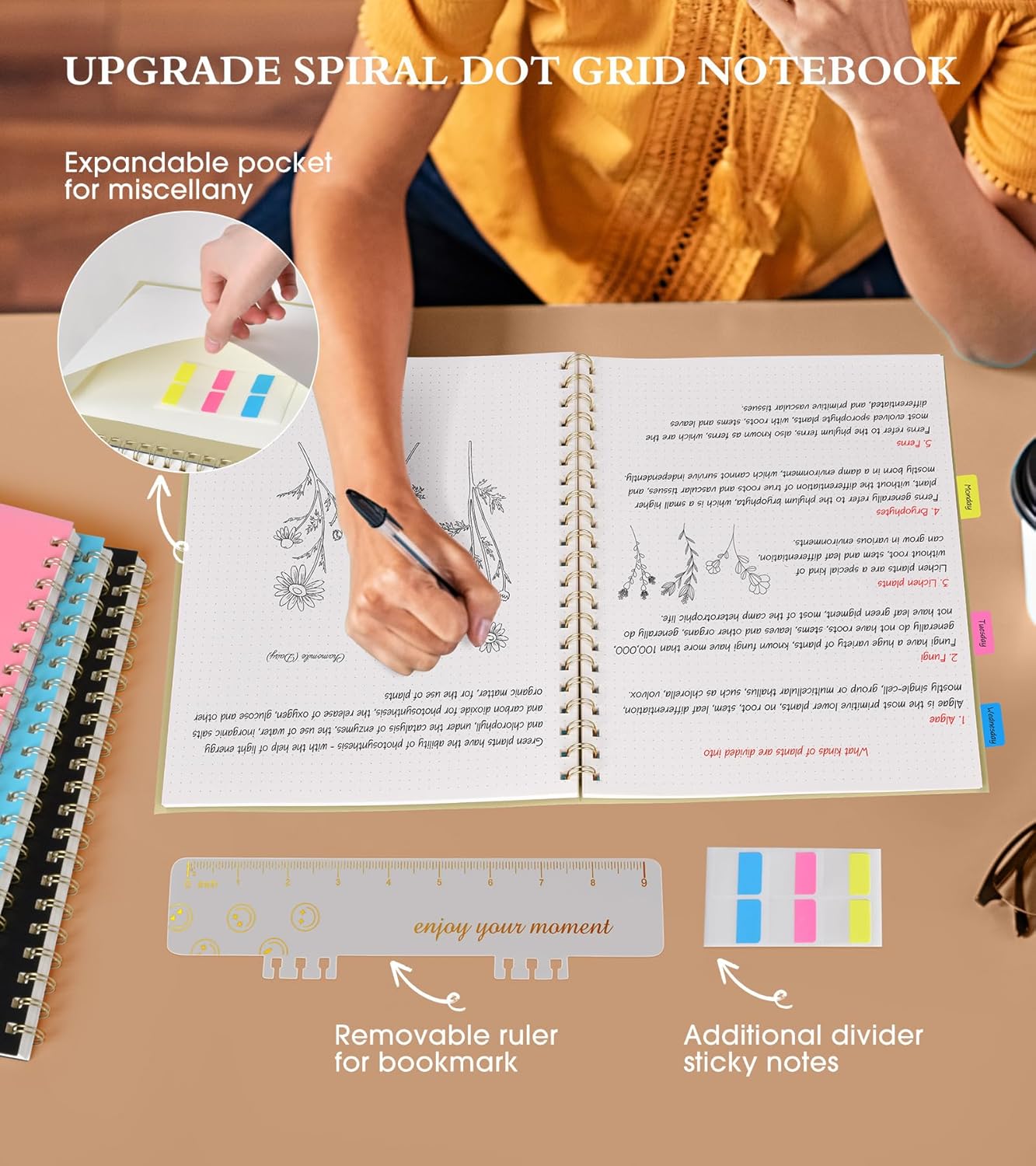 Spiral Notebook Journal 8.5” x 11”, A4 Large Pink Notebooks for Women Men, College Ruled Lined Journal, 100 GSM Paper, Plastic Hardcover Spiral Bound Journals for Work School Note Taking Business