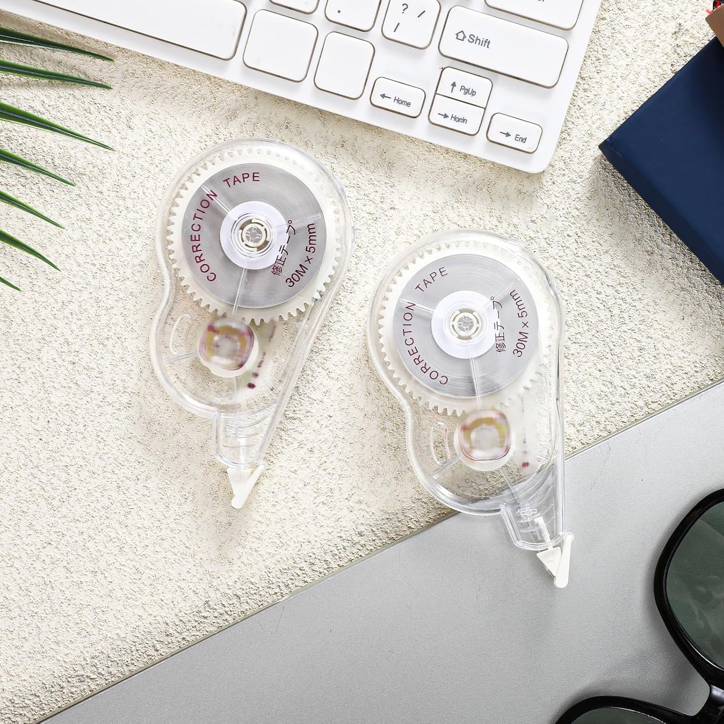 100 Ft Long Correction Tape, Tear-Resistant White Correction Tape Smooth Glide Quick Dry Correct Tapes for School Office Supplies, Crafting, Note Taking, Journal (2 Pieces)