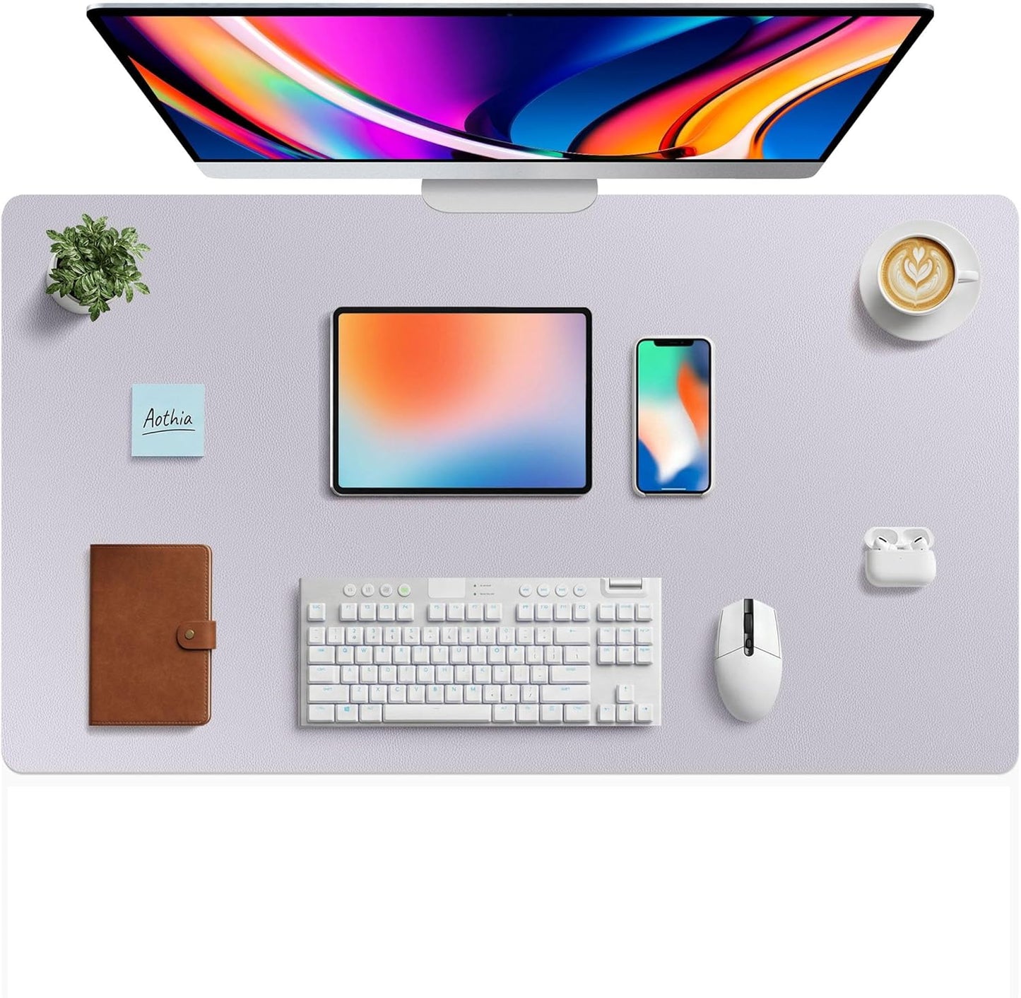 Aothia Leather Desk Pad Protector, Mouse Pad, Office Desk Mat, Non-Slip PU Leather Desk Blotter, Laptop Desk Pad, Waterproof Desk Writing Pad for Office and Home (Black,36" x 17") - Colors A