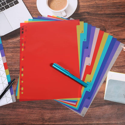 21 Tab A-Z Binder Dividers, 3 Ring Plastic Binder Dividers with Tabs Multicolor Alphabet Dividers for 2/3/4/11 Ring Binders, Letter Size (8.2×11.6 Inch)
