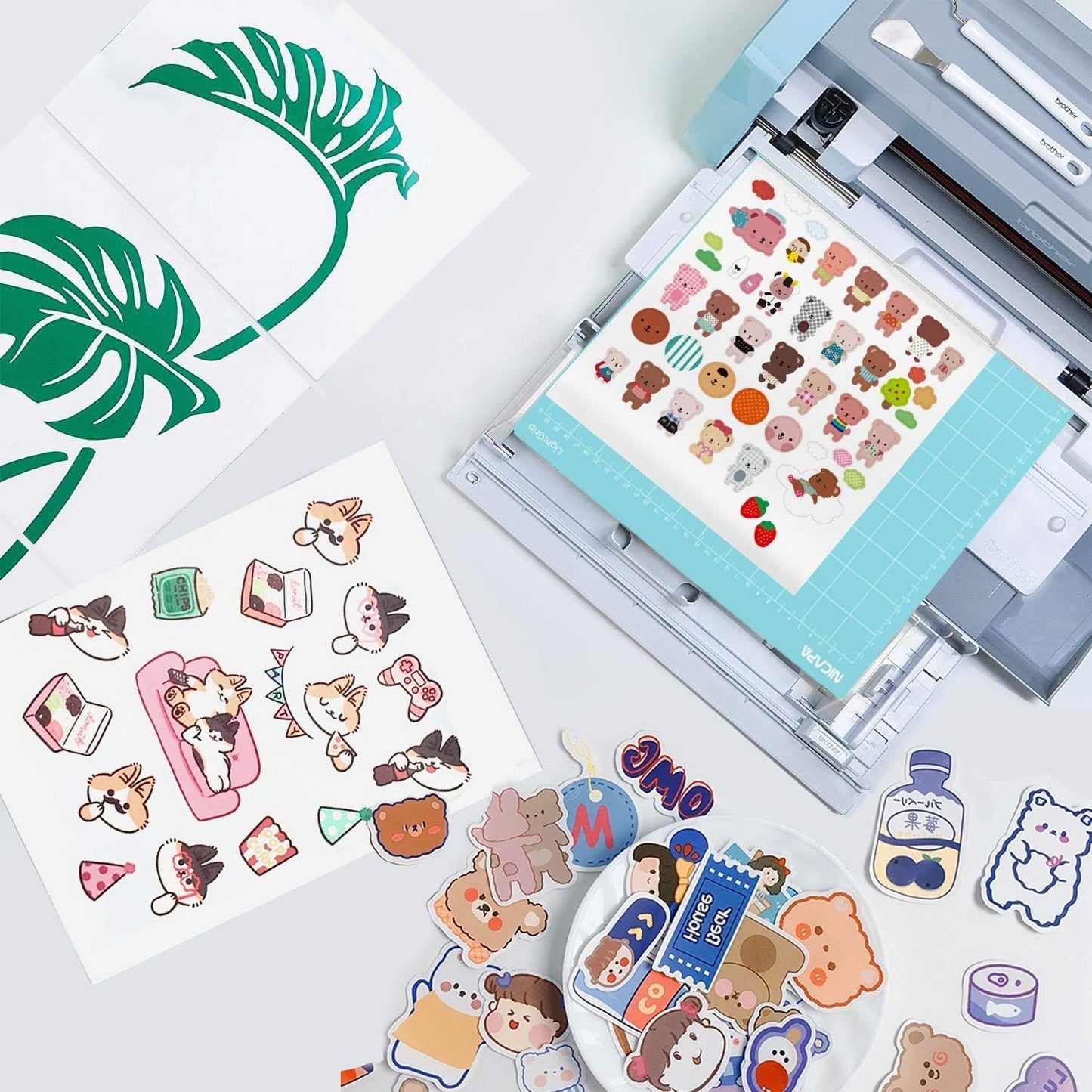 Printable Vinyl Sticker Paper for Inkjet and Laser Printer - Glossy White - 21 Waterproof Decal Paper Self-Adhesive Sheets 8.5"x11"- Dries Quickly and Holds Ink Beautifully