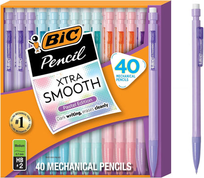 BIC Xtra Smooth Mechanical Pencil with 0.7 mm Medium Point, Refillable and Retractable, 40-Count Pack