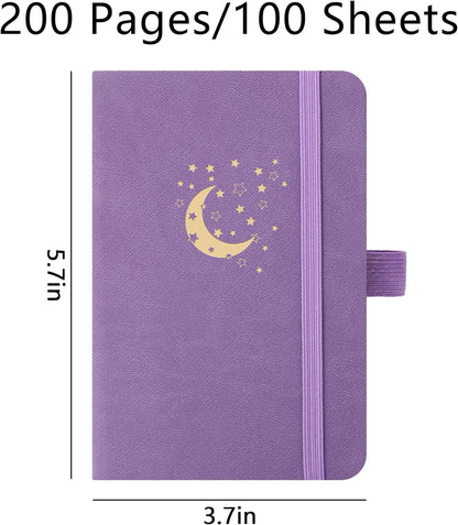 BOBO RABBIT 3 Pack Pocket Small Notebooks Total 600 Pages A6 Moon Star Aesthetic Mini Compact Journal Notebook For Note Taking Journaling Hardcover Leather College Ruled Lined Note Pads for Women Men Travel Office School