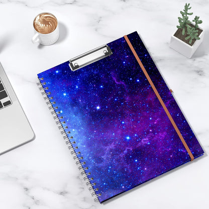 Rimilak Spiral Clipboards Folio with Refillable Lined Notepad, 14.5 x 9.8 In, Hardcover Cover with 5 Interior Pockets, Elastic Band and Pen Loop Series. Cute Stylish Clipfolio, Daisy Flower