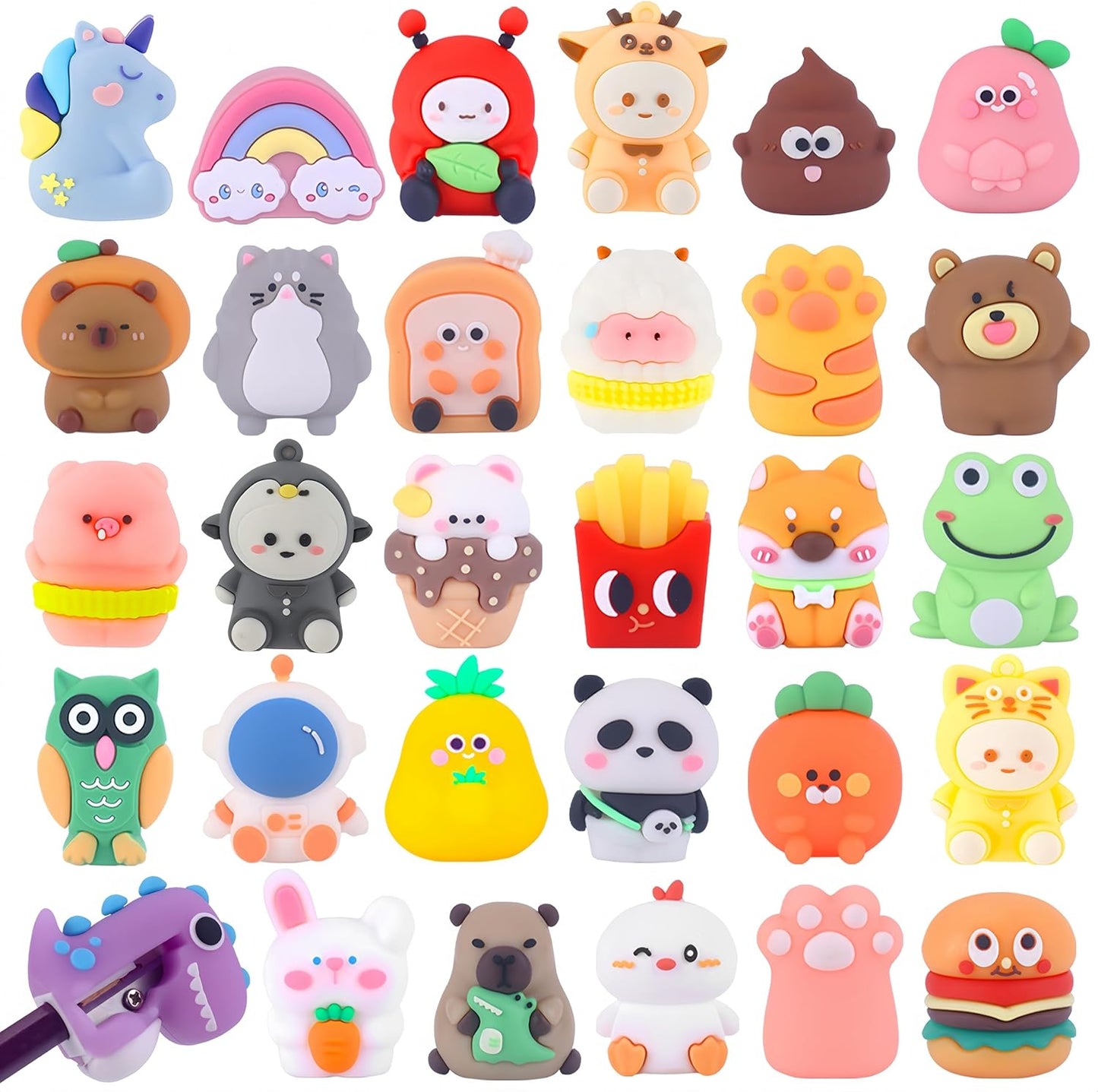 30 Pcs Pencil Sharpener Bulk, Kids Pencil Sharpeners, Handheld Manual Cute Pencil Sharpeners Bulk for Kids, Kawaii School Supplies Stationary for Students Classroom Office