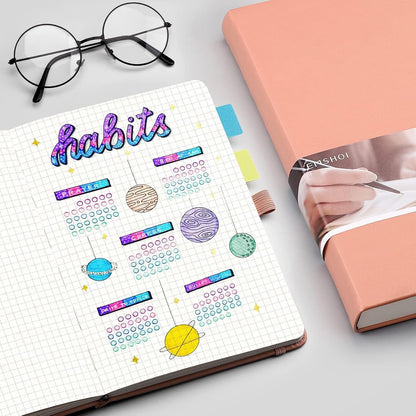 EMSHOI Graph Paper Notebook - 256 Pages A5 Graph Notebook/Journal, Hard Cover, 120gsm Thick Paper, Smooth PU Leather, Inner Pocket, 5.75'' × 8.38''-Black
