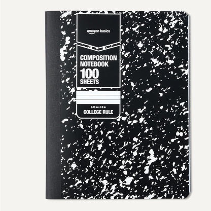 Amazon Basics Composition Notebook, College Ruled, 100 Sheets, 9.75" x 7.5", Assorted Marble Colors, 12-Pack