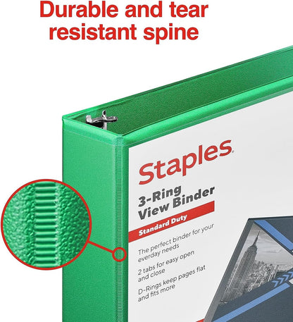 Staples Standard 2-Inch 3-Ring View Binder, Holds Up to 450 Sheets, Orange, Durable Binder for Office & School