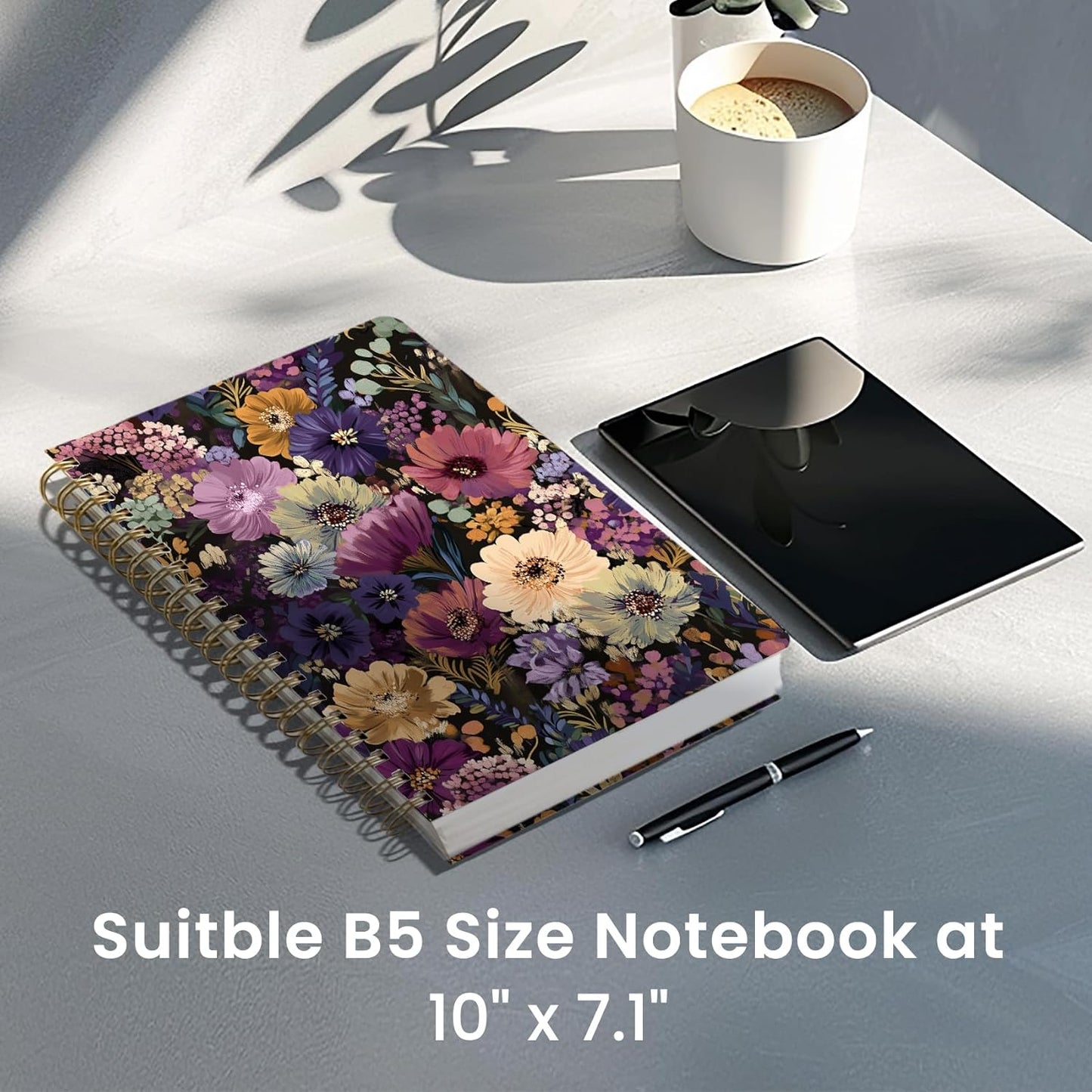 Lined Spiral Notebook Journal for Work, 300 Pages Thick B5 (7.1"x10") College Ruled Journal for Women & Writing, Hardcover Notebook for Note Taking, Perfect for Office Home School Supplies, Purple