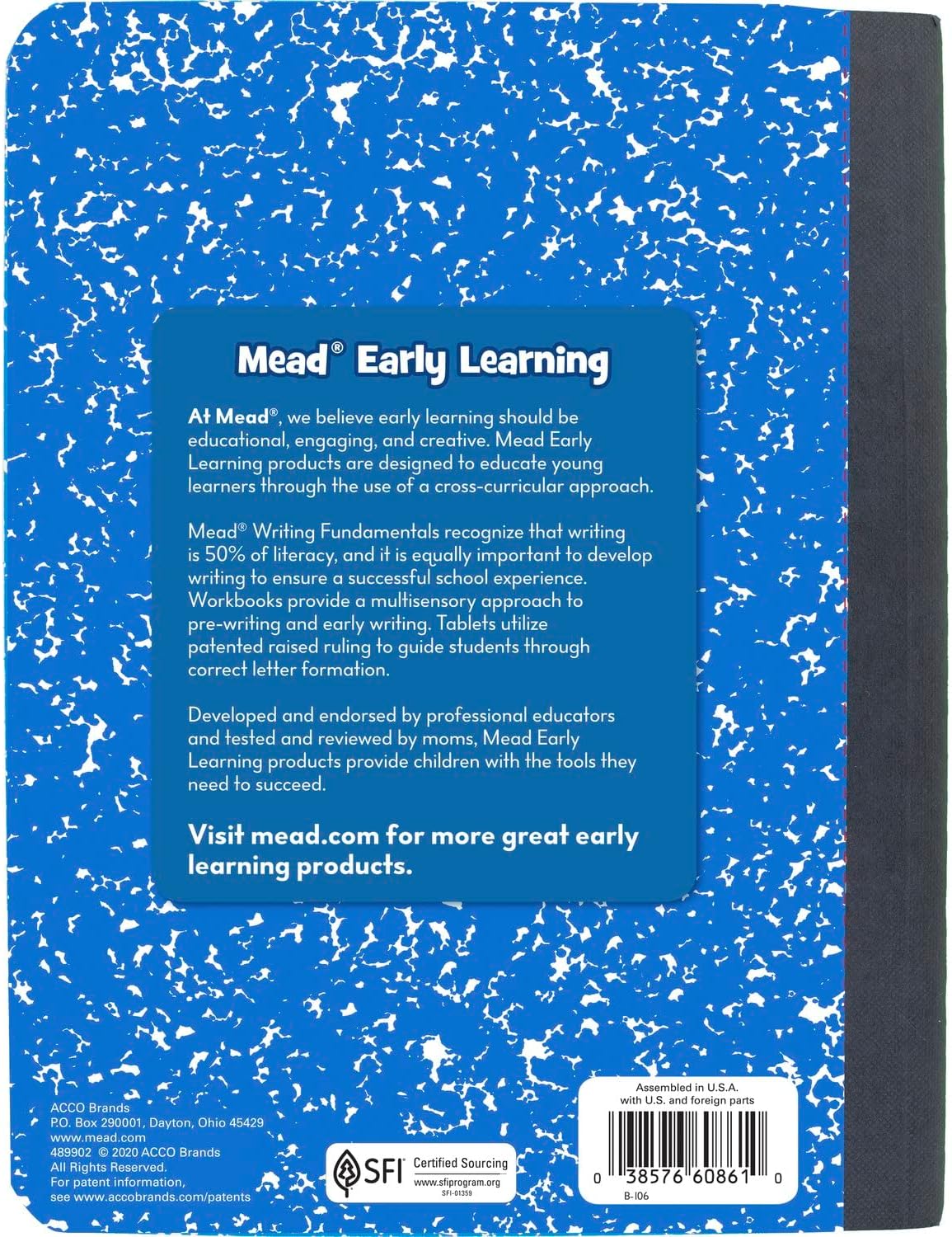 Mead Primary Composition Book, Primary Ruled Journal, Grades K-2, 7-1/2" x 9-3/4", 100 Sheets, Blue Marble (09902)