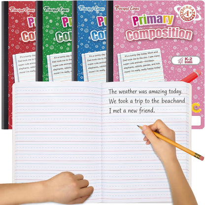 24 Pack Primary Composition Notebooks, Primary Journal Grades k-2, Writing Notebooks for Kids - Primary Ruled 200 Pages (100 Sheets) Hard Cover