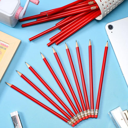 Outus 24 Pieces Round Pencils Cute HB Graphite Wood Pencils Pack with Eraser for School Drawing Sketching Wedding Office Supplies (White)