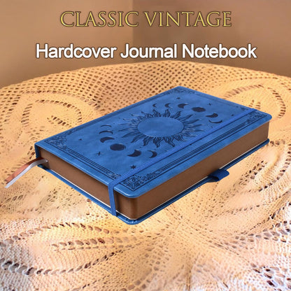 Journal Notebook for Women/Men, Daily for Classic Lined Writing,360 Pages Leather Hardcover with Vintage Sun & Moon Design, SeaGreen, A5 (14.5 x 21 cm)