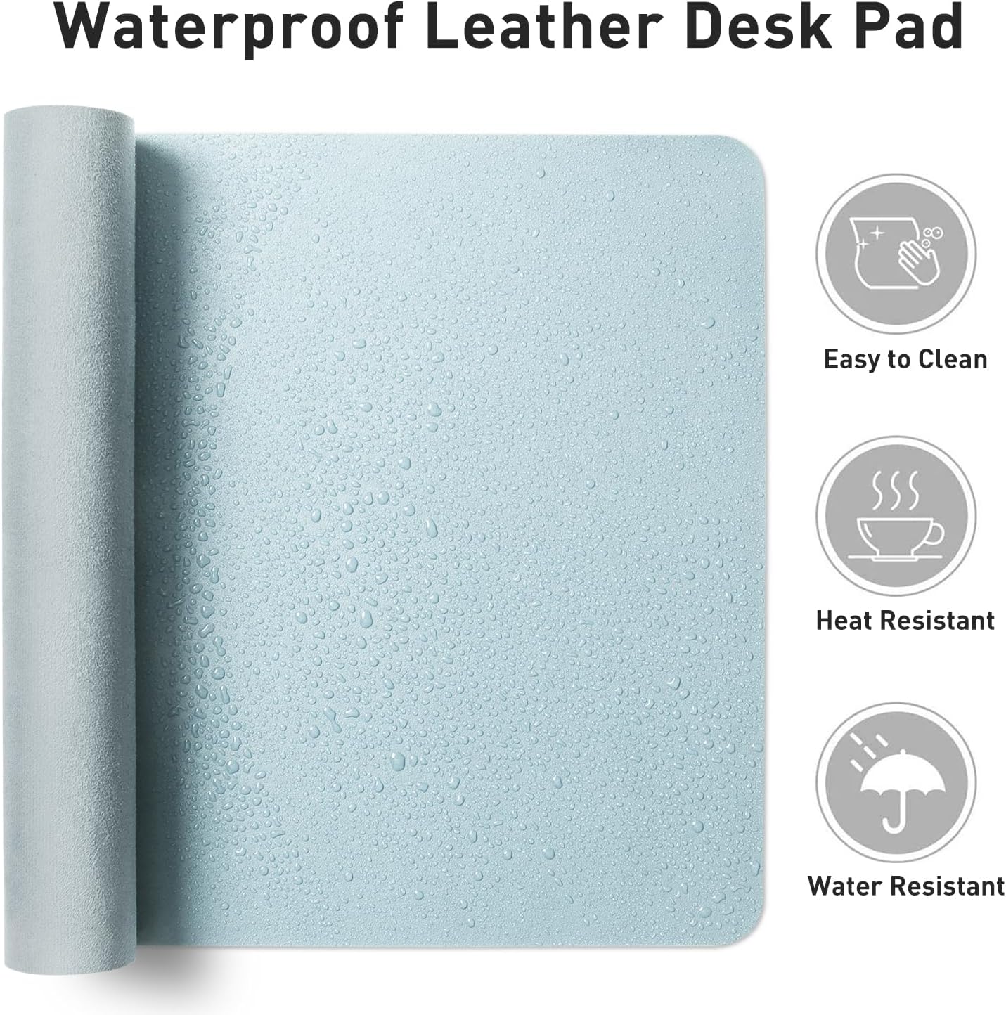 Aothia Non-Slip Waterproof PU Leather Desk Pad Protector for Mouse, Writing Desk, Office, Home, Laptop Blotter, 23.6" x 13.7", Black - Colors B
