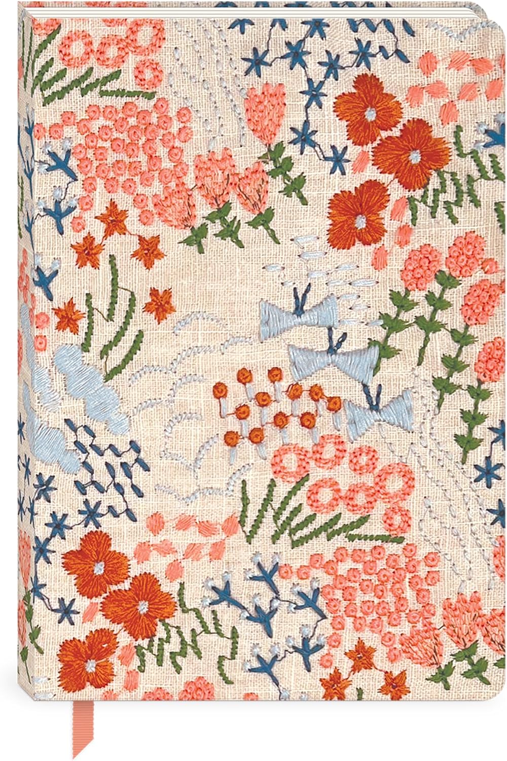 Lady Jayne Embroidered Canvas Hardcover Journal with 192 Lined Pages, 6” x 8.5” – Flower Market Poppy (83289)